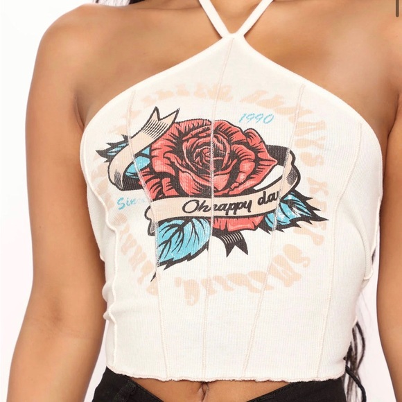 Ivory Cropped Halter Top - Picture 6 of 9
